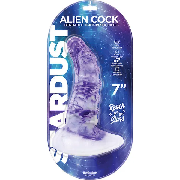 Stardust-Alien-Cock-Silicone-Textured-Dildo-Purple