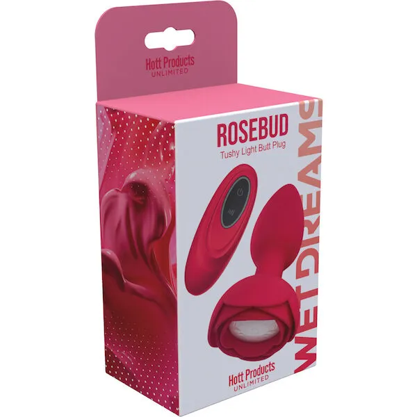 Rosebud Tushy Light Up Butt Plug - Red