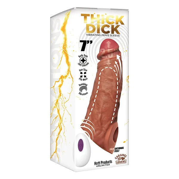Skinsations-Thick-Dick-Vibrating-Sleeve-w-Remote-Control-Multi-Function-Caramel