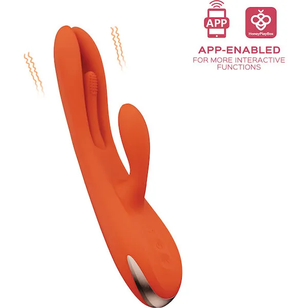Terri-App-Controlled-Kinky-Finger-Tapping-Rabbit-Vibrator-Orange