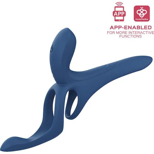 Pleasure Pivot App-Controlled Couples Vibrators - Navy Blue