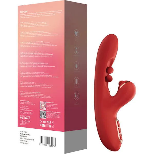 Tickler Wiggling G-Spot Vibrator & Tapping Clitoral Stimulator - Red