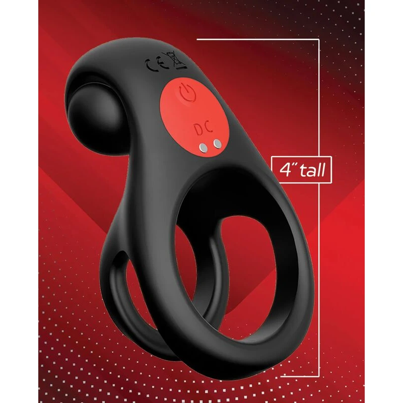 Massive Red Dot Cock Ring V2 - Black