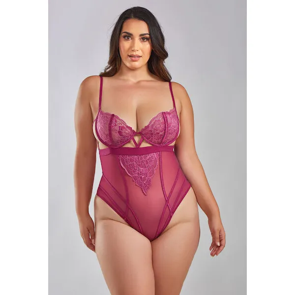 Quinn-Cross-Dyed-Galloon-Lace-and-Mesh-Teddy-Wine-3X