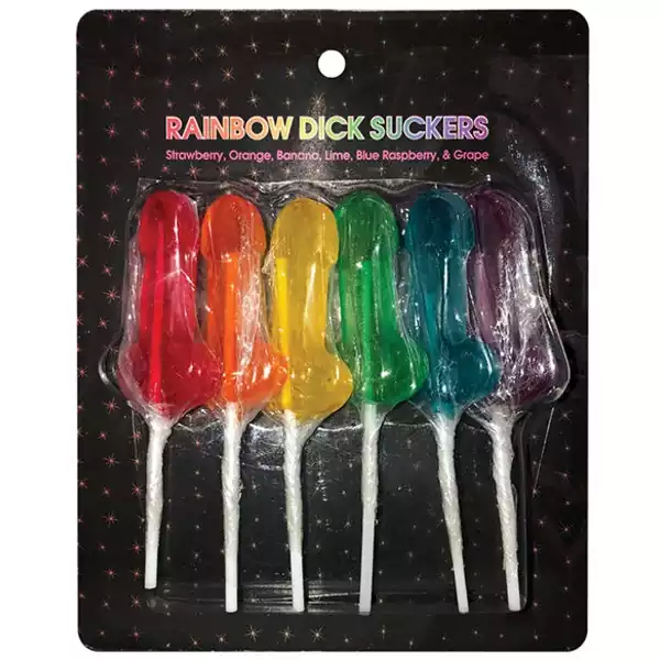 Rainbow Dick Suckers - Asst. Colors/Flavors Pack of 6