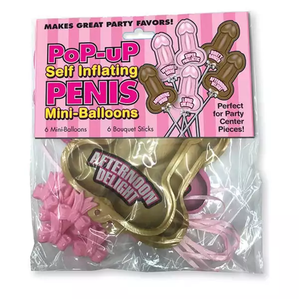 Pop Up Self Inflating Penis Mini Balloons - Pack of 6