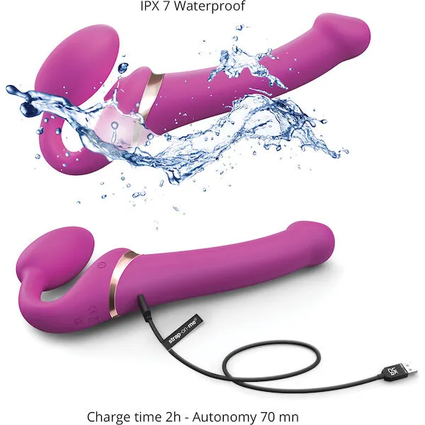 Strap On Me Multi Orgasm Bendable Strapless Strap On Extra Large - Fuchsia