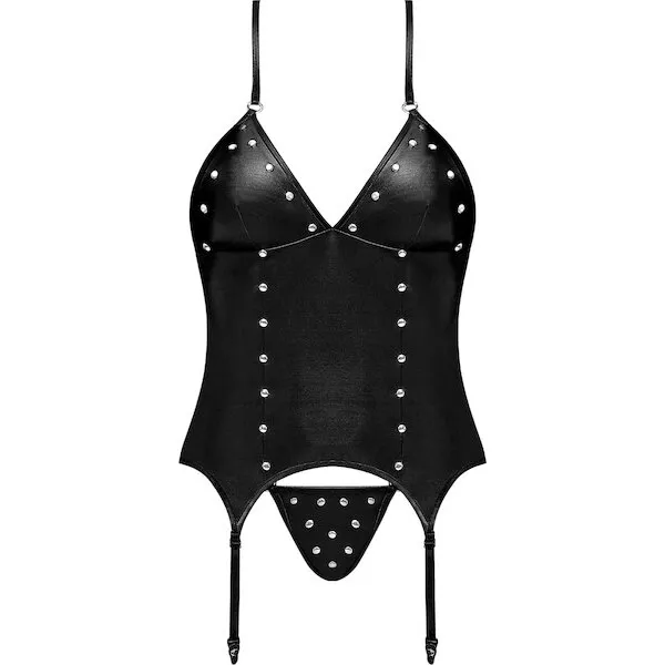 Lust-Madame-Corset-w-Metal-Garters-and-G-String-Black-S-M