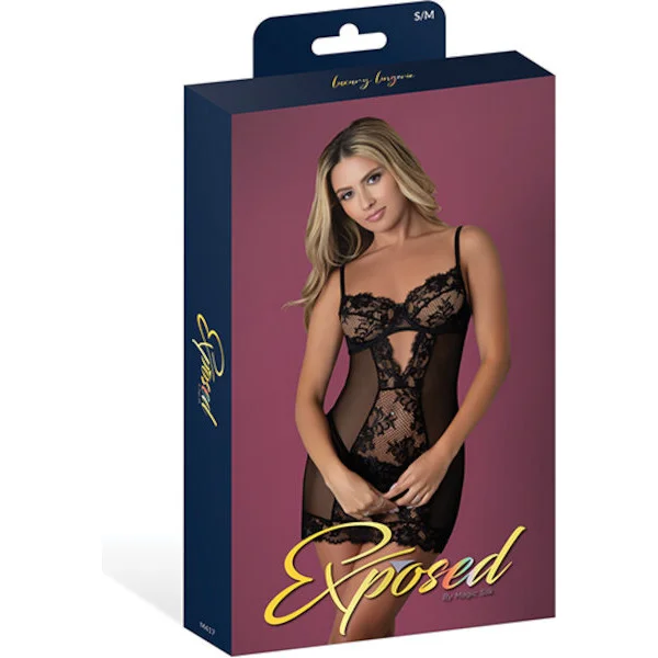 Black-Cherry-Demi-Cup-Chemise-and-Thong-Set-Black-S-M