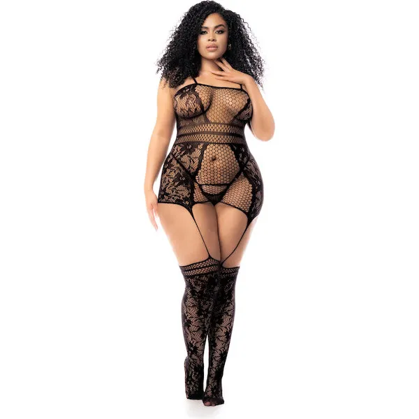 Floral-Fishnet-Bodystocking-Black-QN