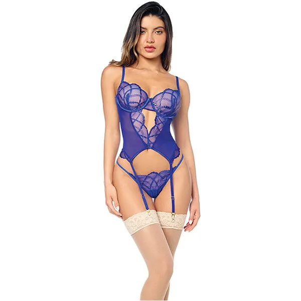 Lace-and-Mesh-Underwire-Bustier-w-Lace-up-Back-and-G-String-2-pc-Set-Sapphire-Blue-L-XL