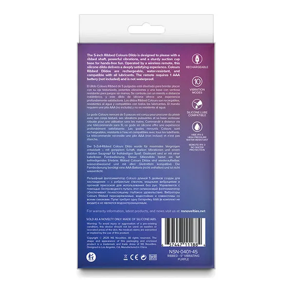 Colours-Ribbed-5-inch-Vibrating-Dildo-Purple