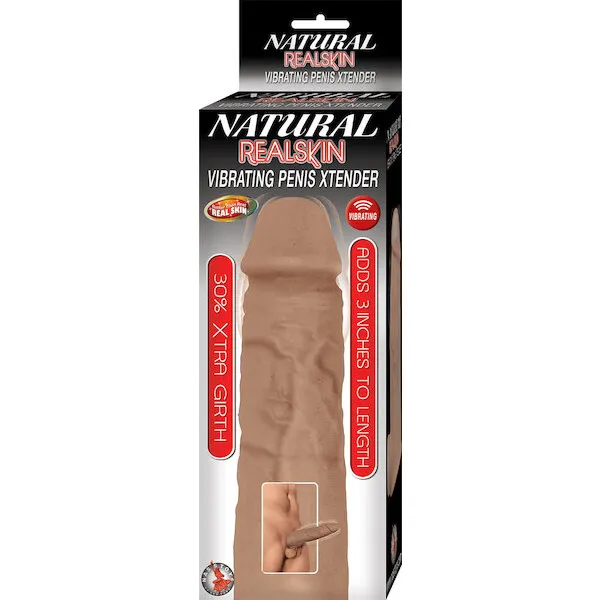 Natural-Realskin-Vibrating-Penis-Xtender-Brown