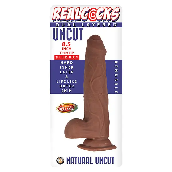 Realcocks-Dual-Layered-Uncut-Sliders-8-5-inch-Thin-Tip-Brown