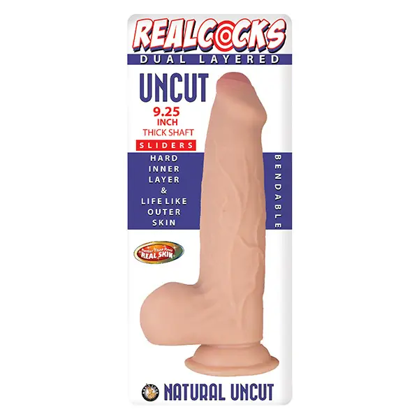 Realcocks-Dual-Layered-Uncut-Sliders-9-25-inch-Thick-Shaft-White
