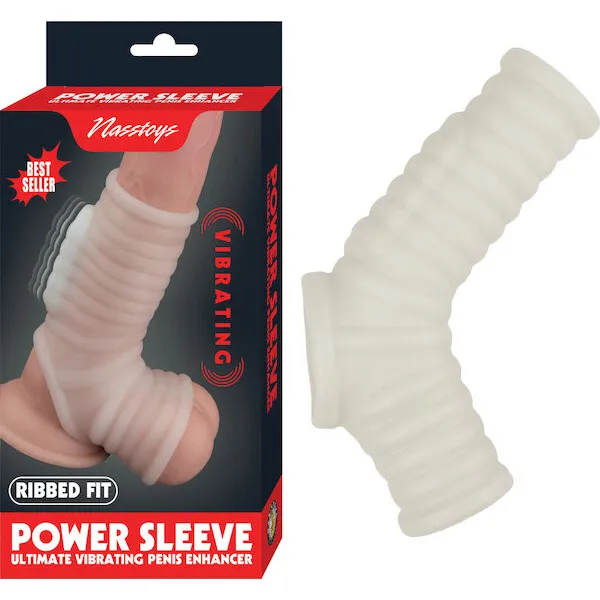 Vibrating-Power-Sleeve-Ribbed-Fit-White