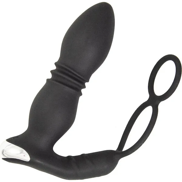Ass-station-Remote-Prostate-Power-Plug-w-Cock-and-Ball-Ring-Black