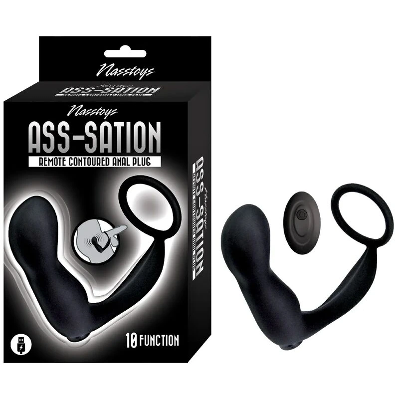 Ass-station Contoured Anal Plug w/Remote - Black