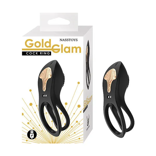 Gold Glam Cock Ring - Black