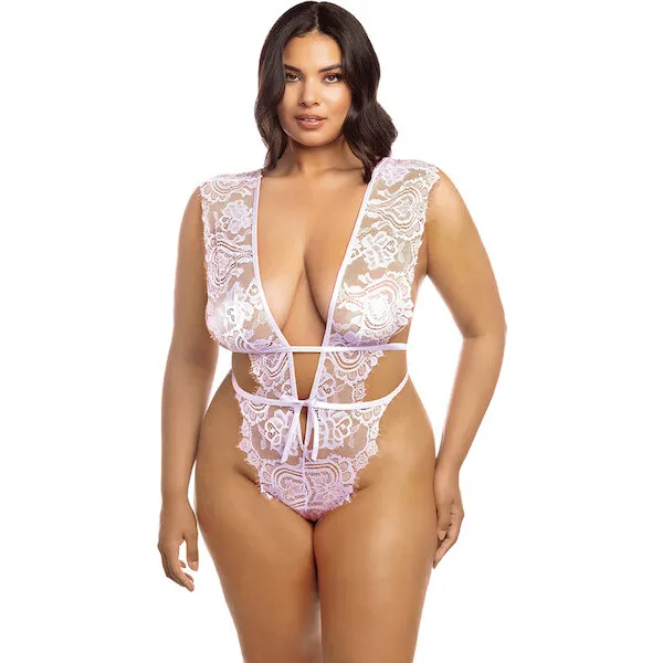 Imani-Eyelash-Lace-Soft-Cup-High-Leg-Teddy-Pink-Tulle-1X-2X