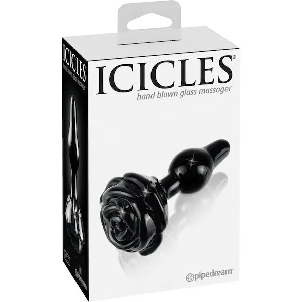 Icicles-No-77-Hand-Blown-Glass-Rose-Butt-Plug-Black