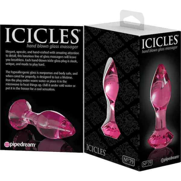 Icicles-No-79-Hand-Blown-Glass-Diamond-Butt-Plug-Pink