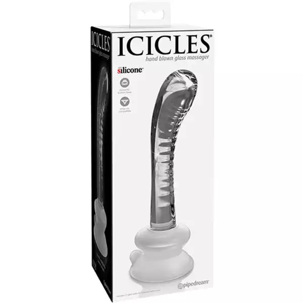 Icicles-No-88-Hand-Blown-Glass-G-Spot-Massager-w-Suction-Cup-Clear