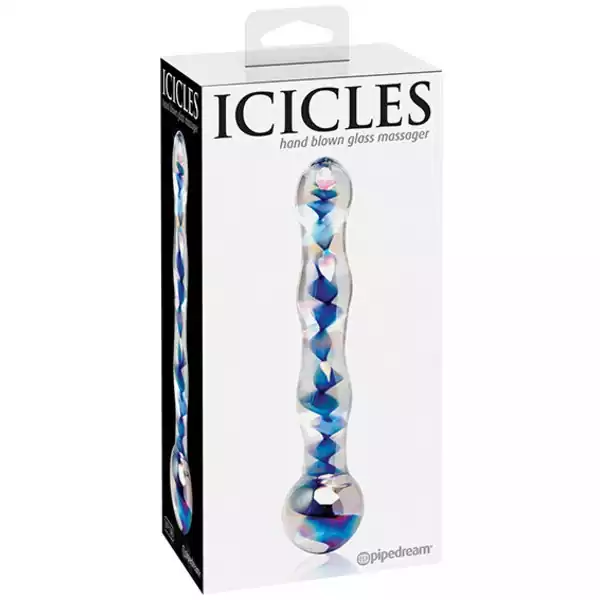 Icicles-No-8-Hand-Blown-Glass-Massager-Clear-w-Inside-Blue-Swirls