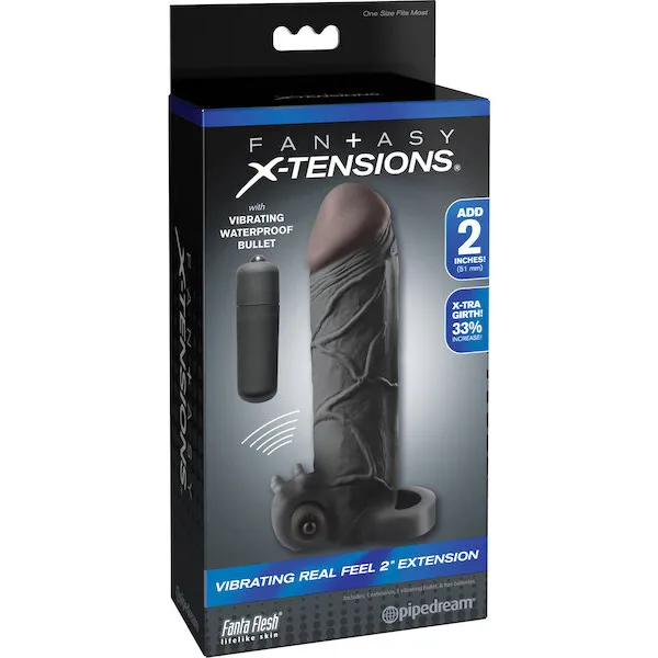 Fantasy-X-tensions-Vibrating-Real-Feel-2-inch-Extension-w-Ball-Strap-Black