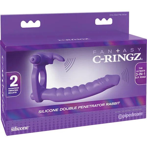 Fantasy-C-Ringz-Silicone-Double-Pene-Rabbit-Purple