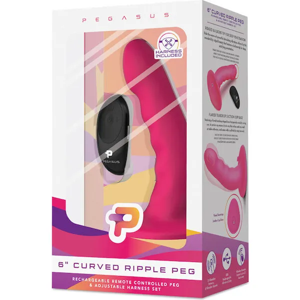 Pegasus-6-inch-Rechargeable-Ripple-Peg-w-Adjustable-Harness-and-Remote-Pink