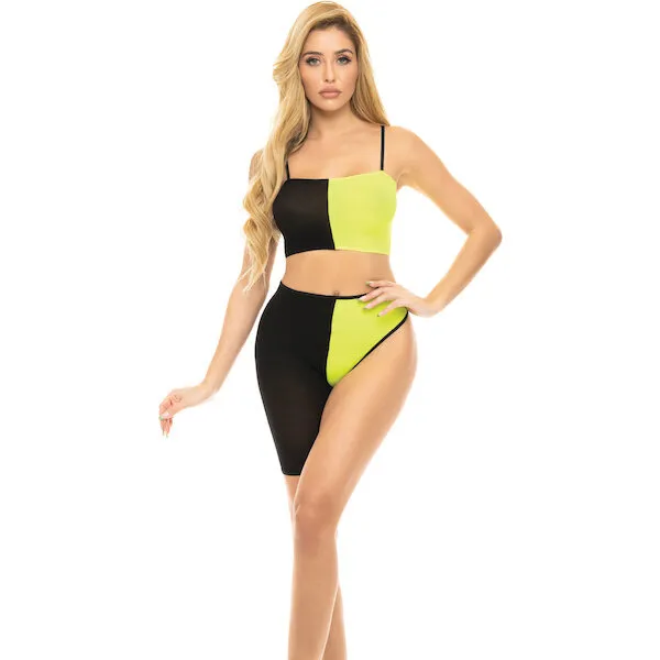 Pink-Lipstick-Block-You-Out-Bandeau-and-Bottom-Black-Yellow-O-S