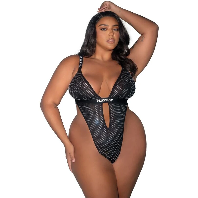 Playboy-Disco-Fever-Rhinestone-and-Spandex-Teddy-Black-1X