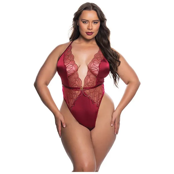 Beaded-Belle-Metallic-Embroidered-w-Bead-Lace-Teddy-Red-Gold-2X