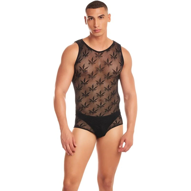 Rainbow-Party-Night-Blaze-Singlet-2-pc-Set-w-Thong-Black-L-XL