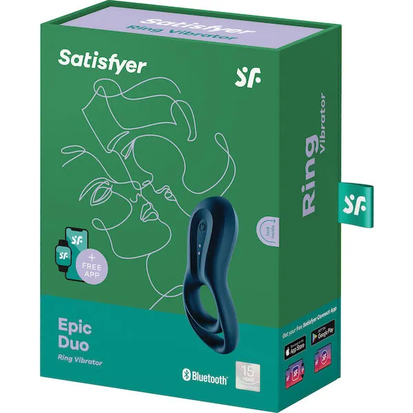Satisfyer Epic Duo Ring Vibrator - Dark Blue