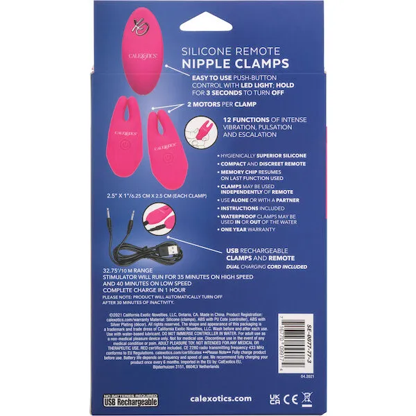 Silicone-Nipple-Clamps-w-Remote-Pink