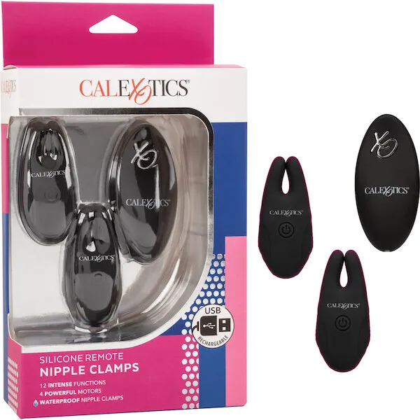Silicone-Nipple-Clamps-w-Remote-Black