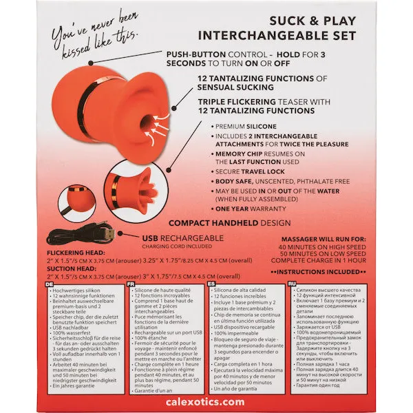 French Kiss Suck & Play Interchangeable Set - Red