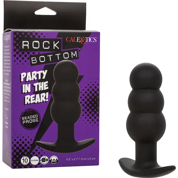 Rock Bottom Tap Beaded Anal Probe - Black