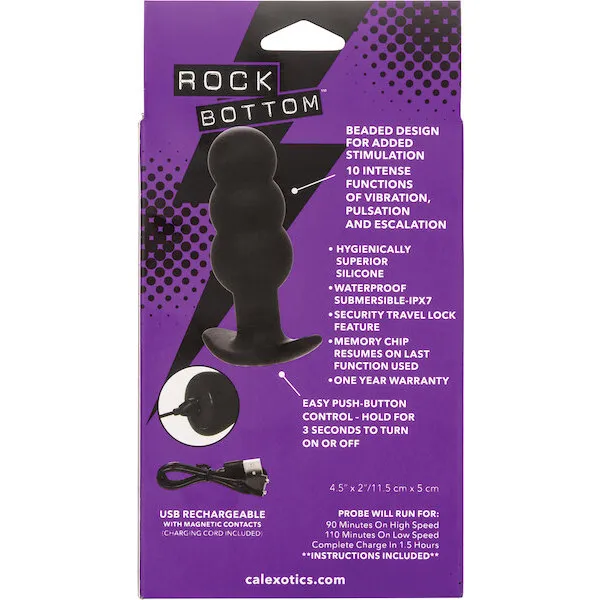 Rock Bottom Tap Beaded Anal Probe - Black