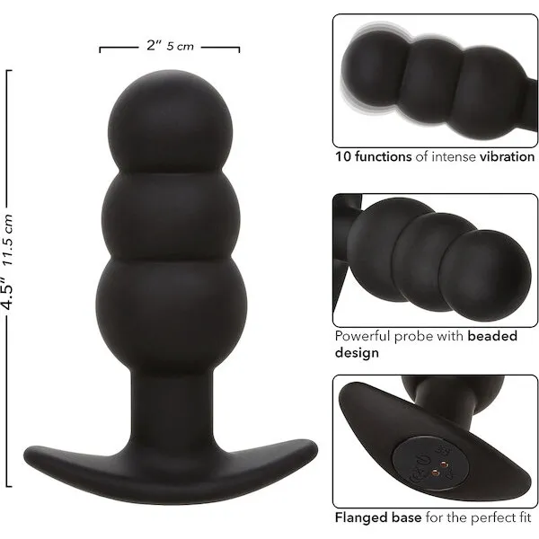 Rock Bottom Tap Beaded Anal Probe - Black