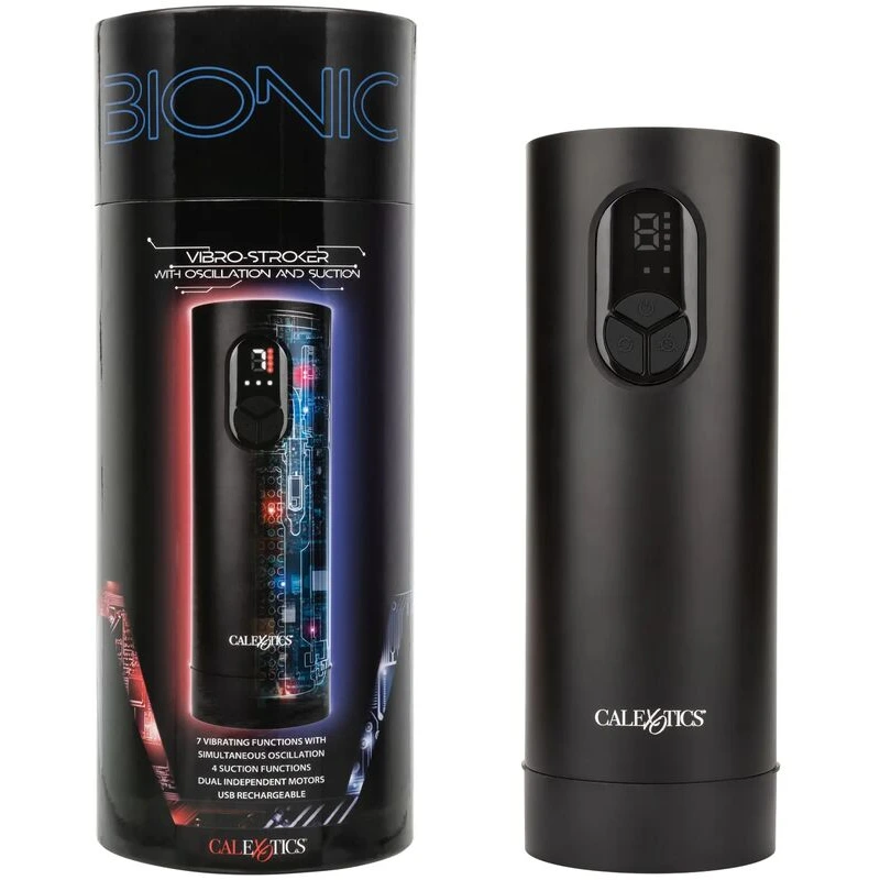 Bionic Vibro Stroker w/Oscillation & Suction - Black