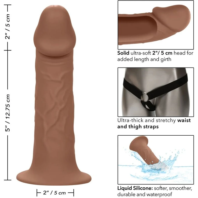 Performance-Maxx-Life-Like-Penis-Extension-w-Harness-Brown