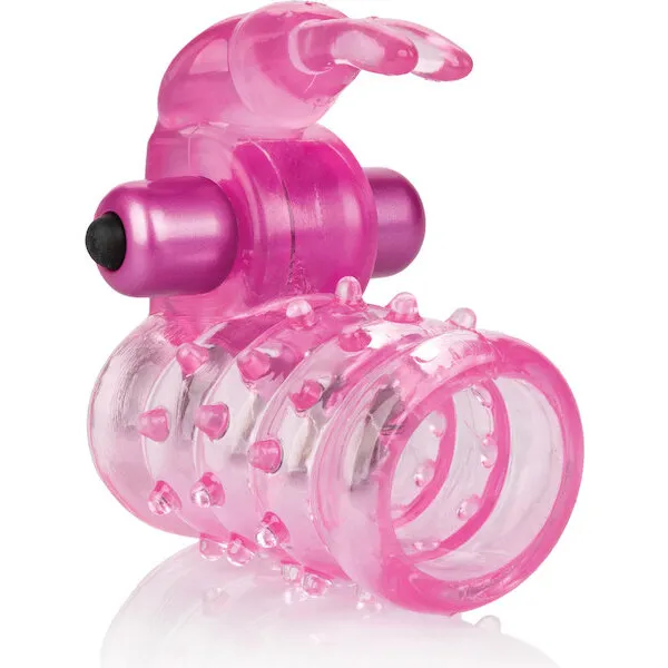 Basic-Essentials-Stretchy-Vibrating-Bunny-Enhancer-Pink