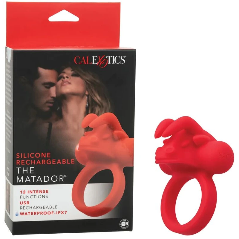 Couple's Enhancer Silicone Rechargeable The Matador Enhancer w/Triple Stimulation - Red