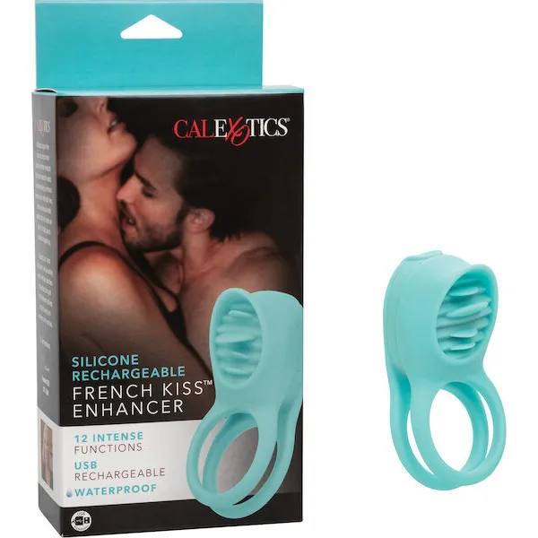 Couple-039-s-Enhancers-Silicone-Rechargeable-French-Kiss-Enhancer-Teal