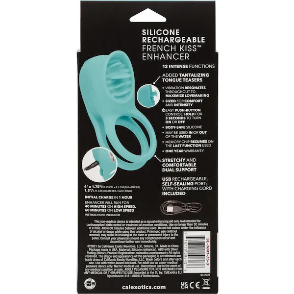 Couple-039-s-Enhancers-Silicone-Rechargeable-French-Kiss-Enhancer-Teal
