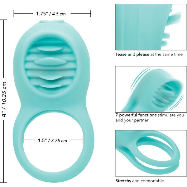 Couple-039-s-Enhancers-Silicone-Rechargeable-French-Kiss-Enhancer-Teal