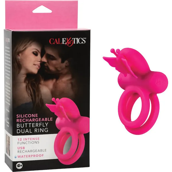 Silicone Rechargeable Butterfly Dual Ring